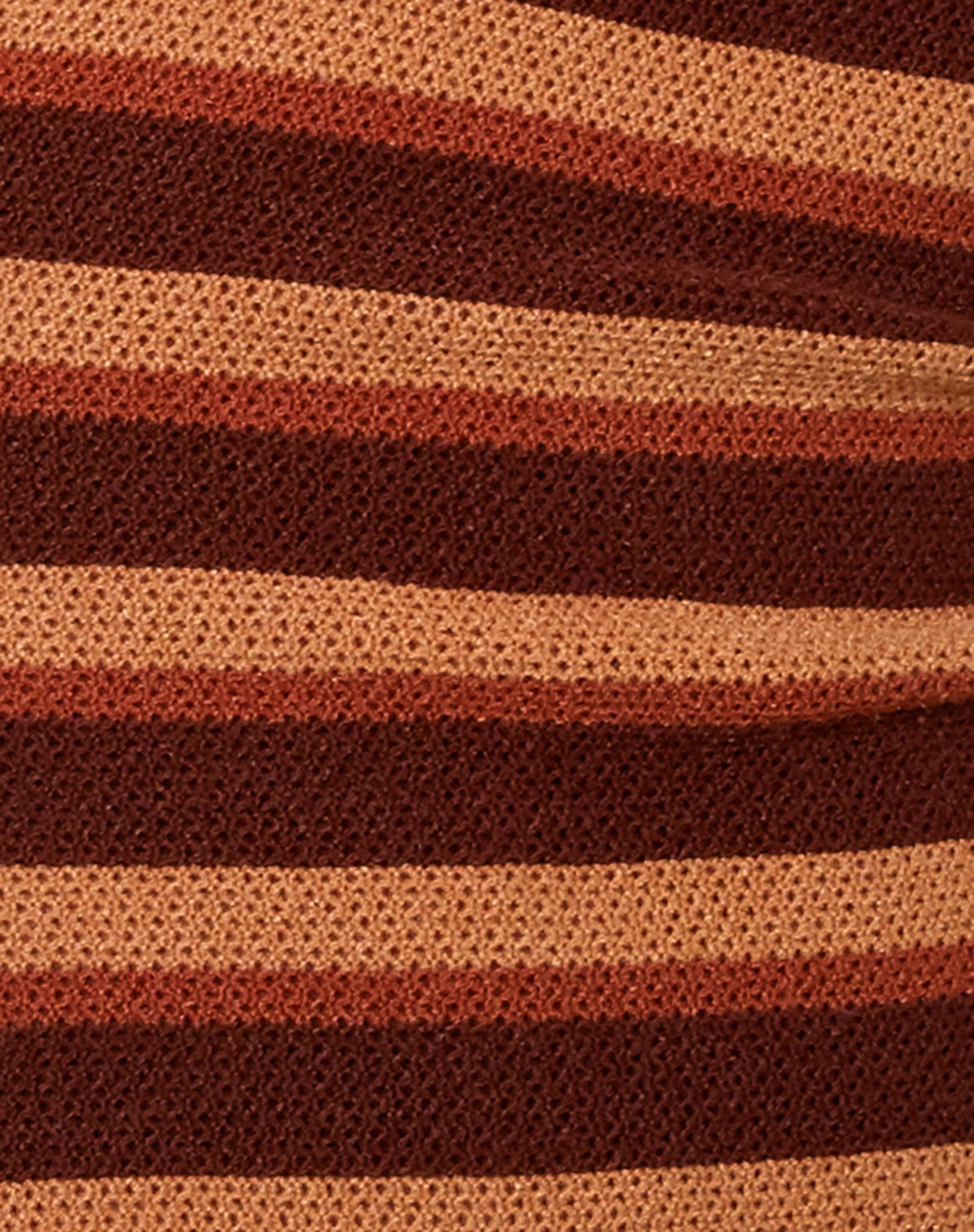Imagen de Rigo Mini Vestido de Punto de Crochet a Rayas Marrón Chocolate