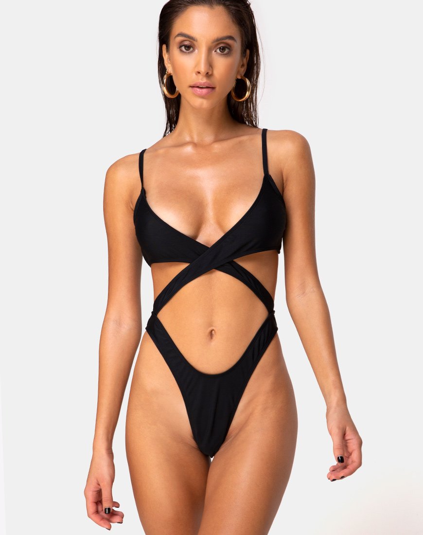 Traje de baño Riko en negro mate