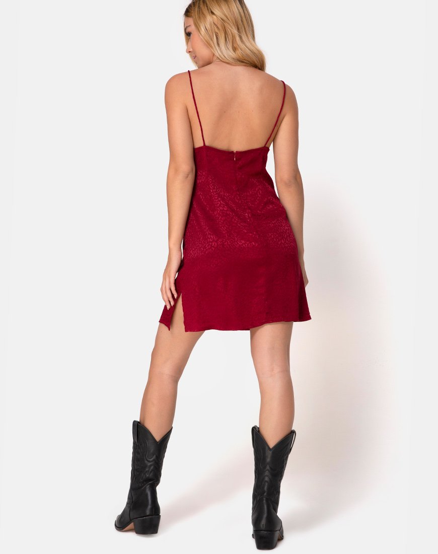 Imagen de Rilia Slip Dress in Satin Cheetah Frambuesa