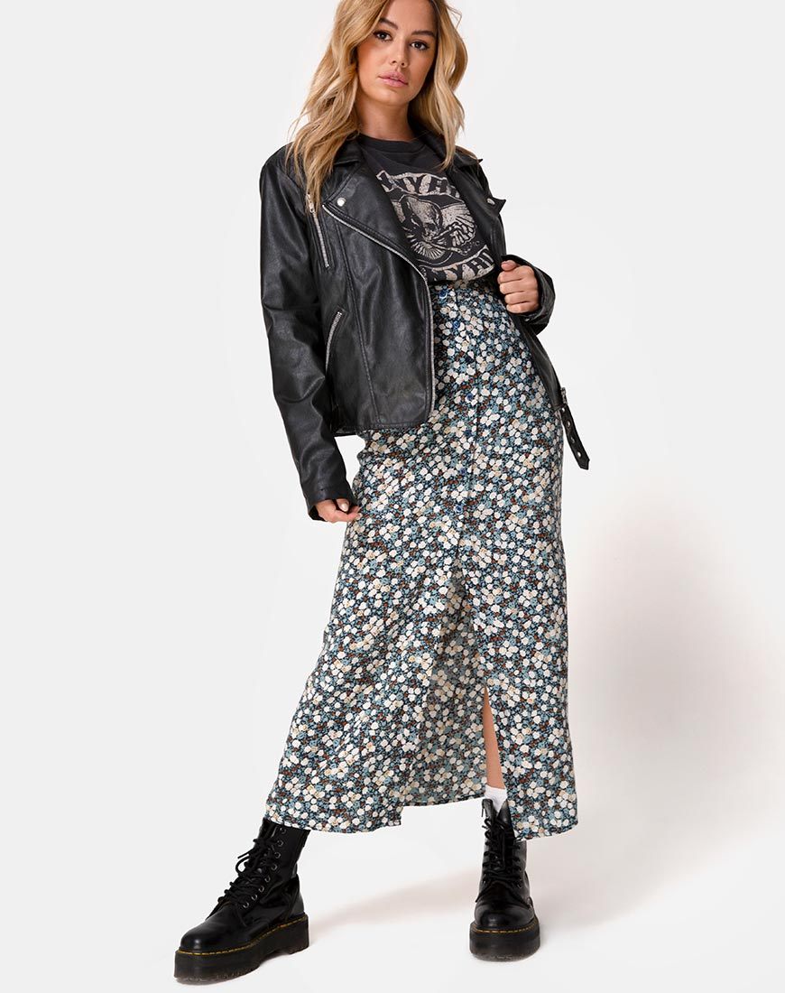 Imagen de la falda Rima en estampado floral Azul marino
