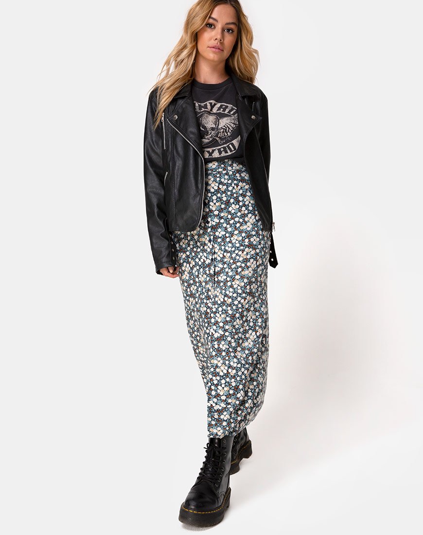Imagen de la falda Rima en estampado floral Azul marino