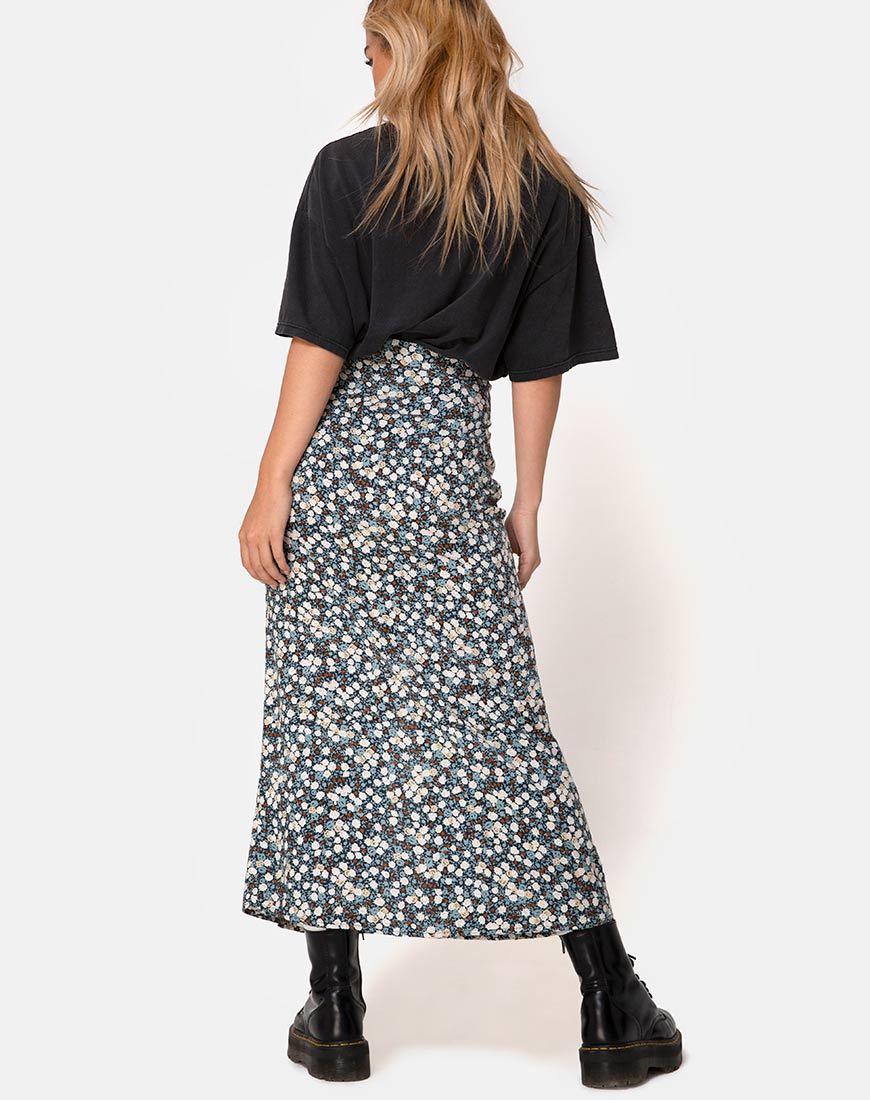 Imagen de la falda Rima en estampado floral Azul marino