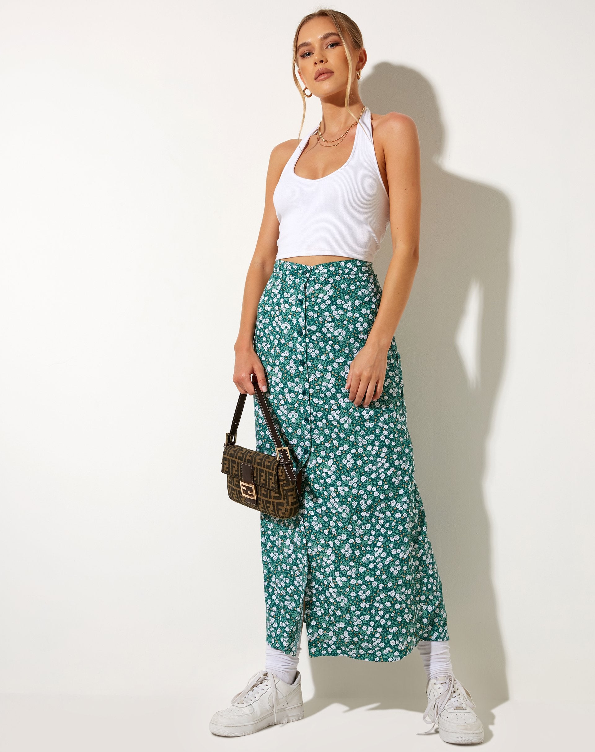 Imagen de Rima Falda Midi en Floral Campo Verde