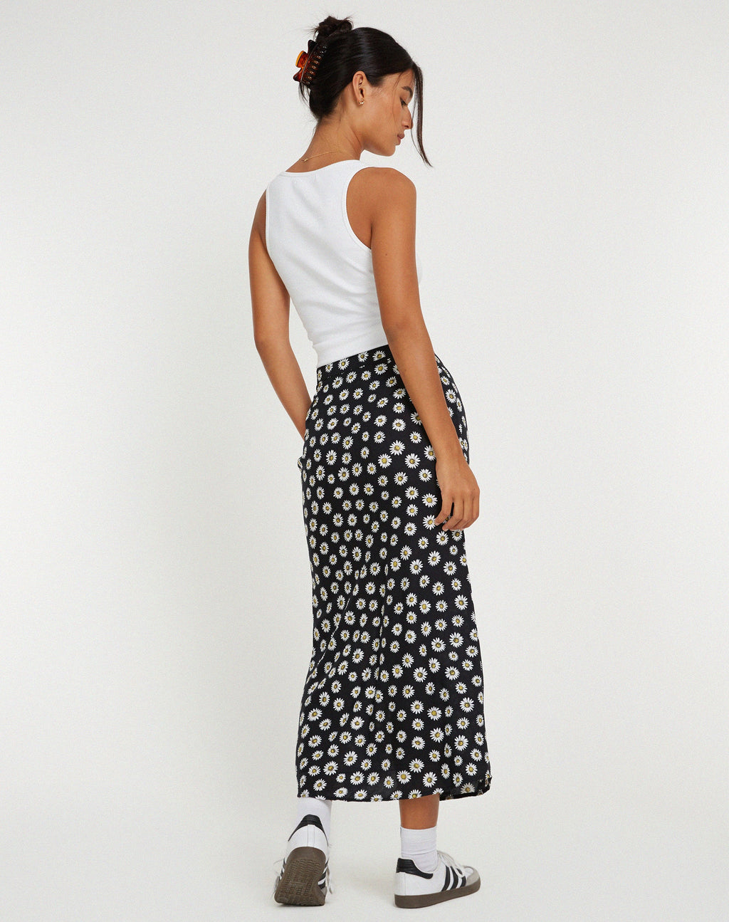 Falda Rima Midi en Grunge Daisy Negro