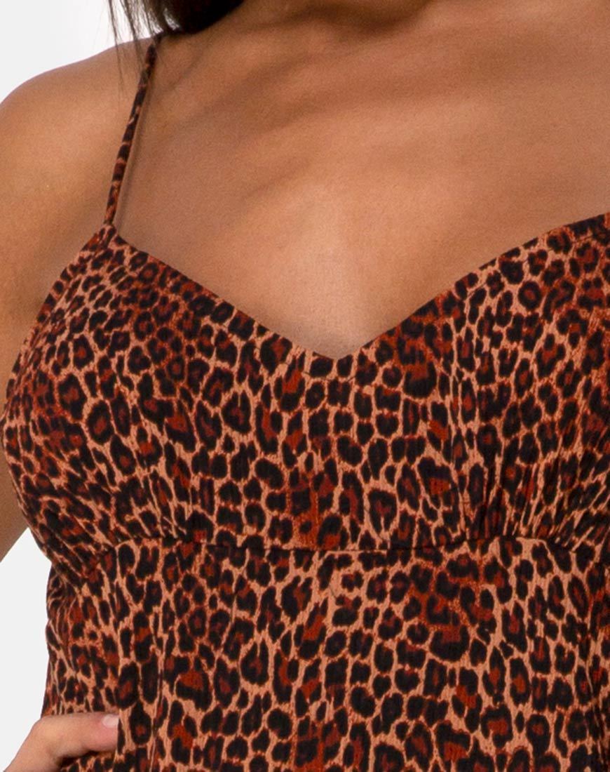 Imagen de Rinda Maxi Dress in Crinkle Ditsy Leopard Naranja
