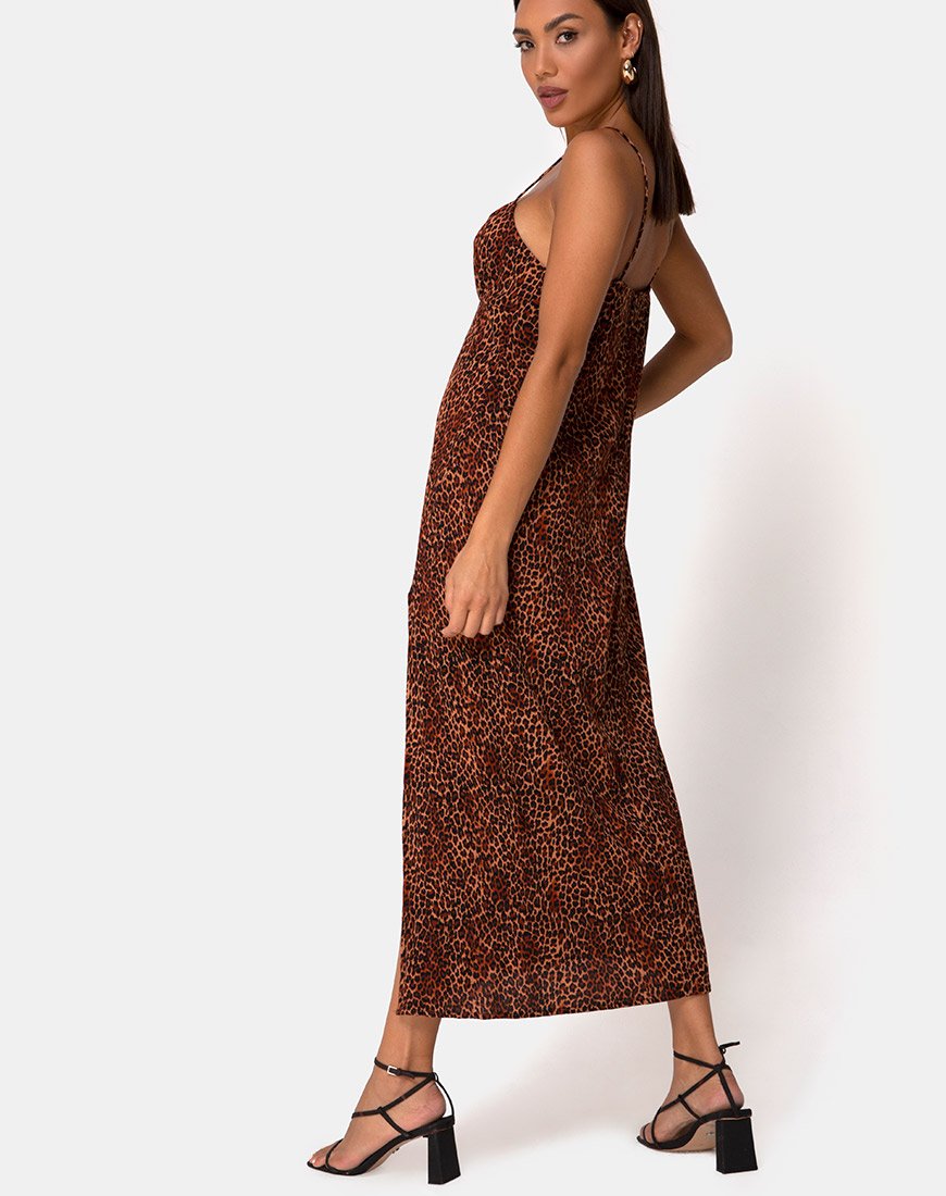 Imagen de Rinda Maxi Dress in Crinkle Ditsy Leopard Naranja