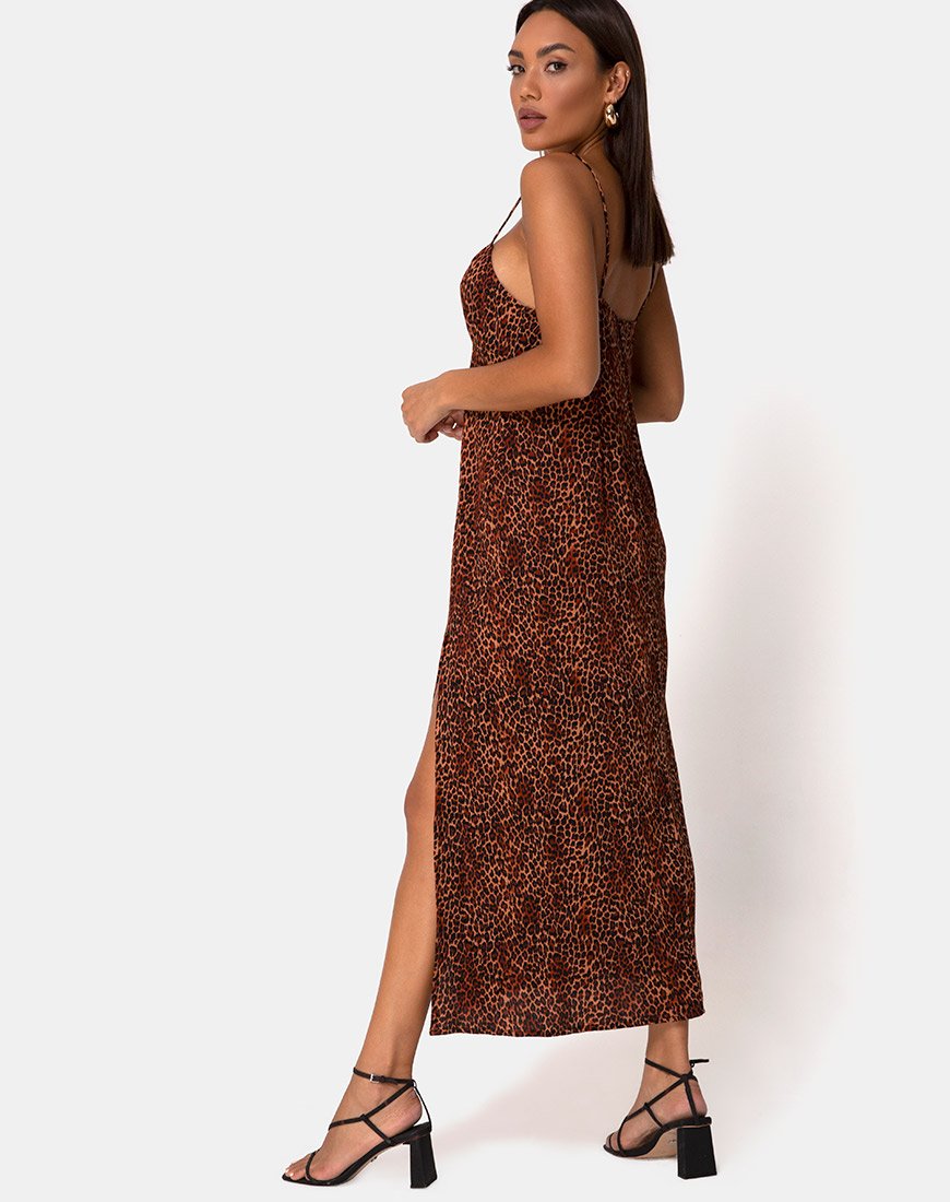 Imagen de Rinda Maxi Dress in Crinkle Ditsy Leopard Naranja