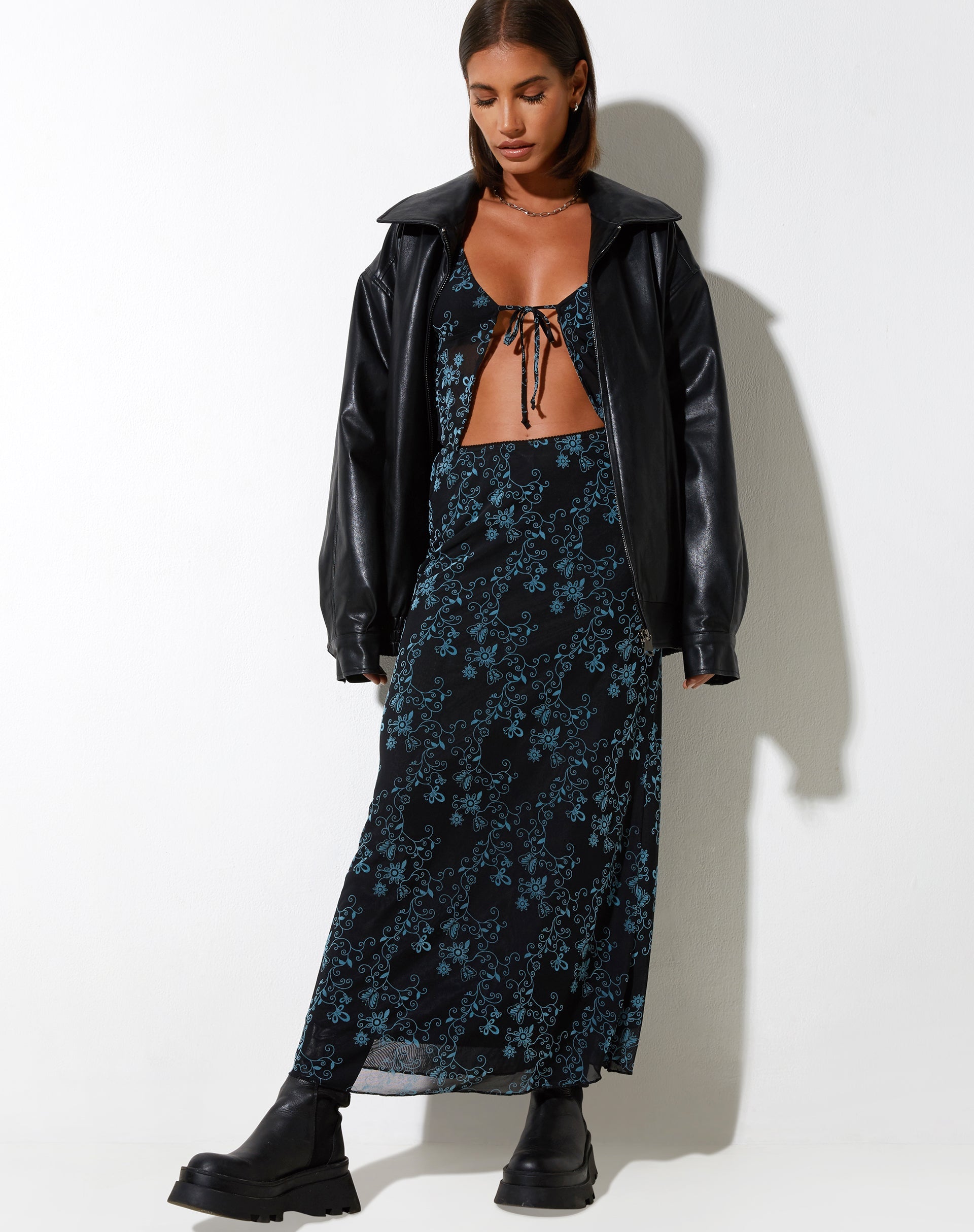 imagen de Rindu Falda Midi en Butterfly Vine Flock Azul
