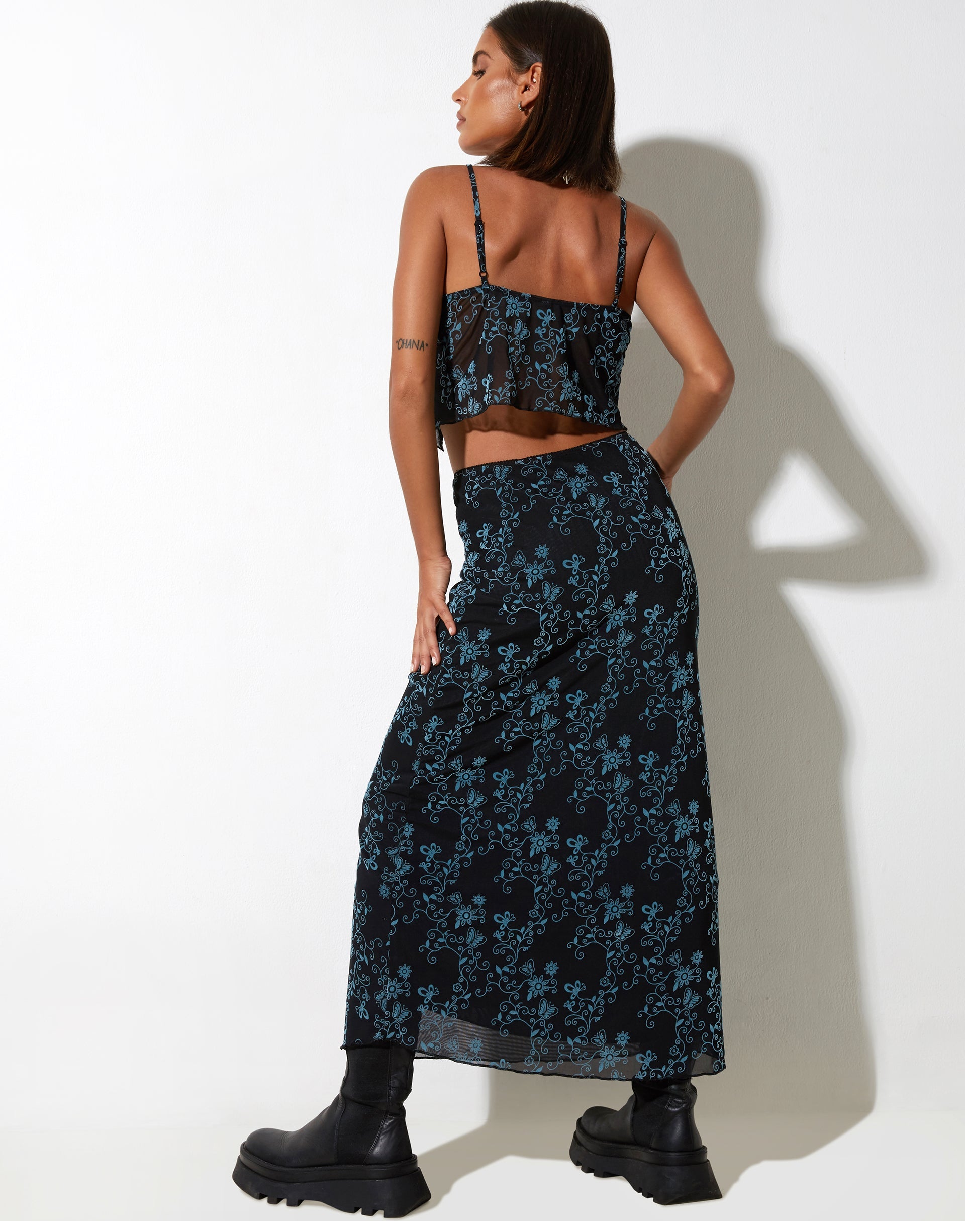 imagen de Rindu Falda Midi en Butterfly Vine Flock Azul