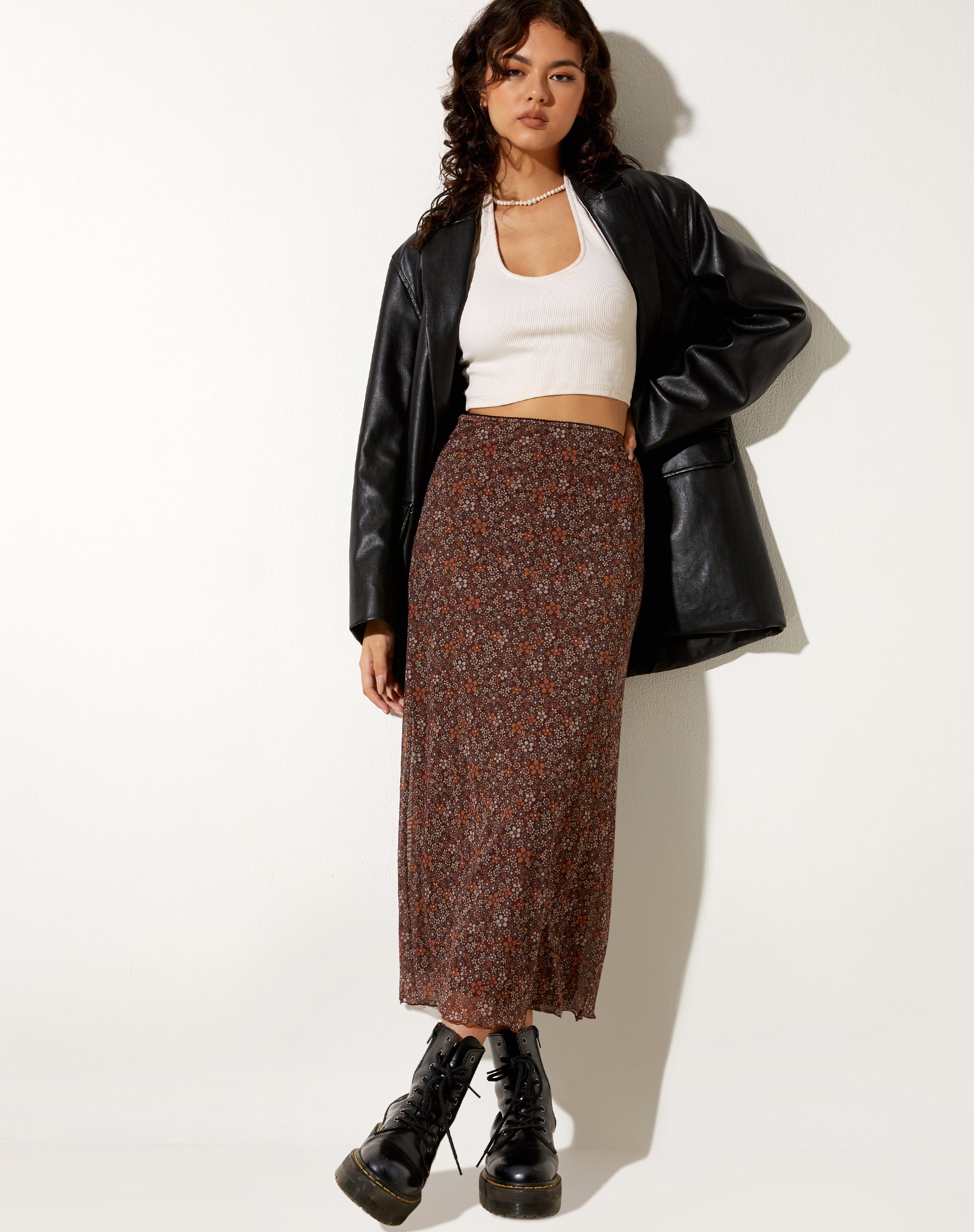 Imagen de Rindu Falda Midi en Flower Garden Marrón