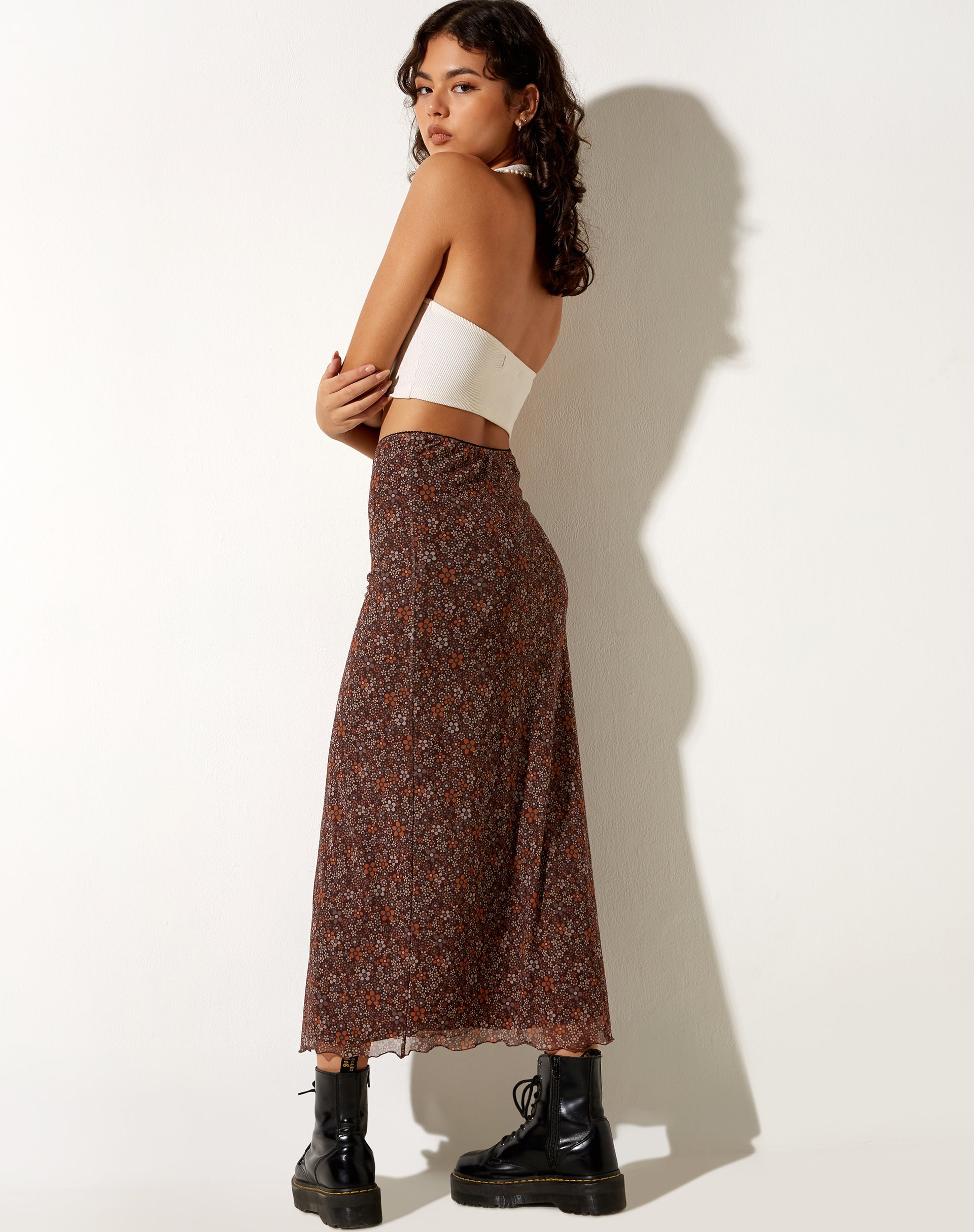Imagen de Rindu Falda Midi en Flower Garden Marrón