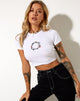 Imagen de Ringer Tee in White Fantasy Reality Mix Print and Embroidery