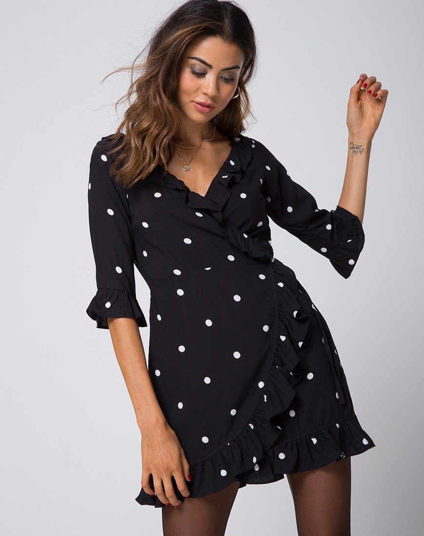 Vestido Riser en Polkadot Blanco y Negro