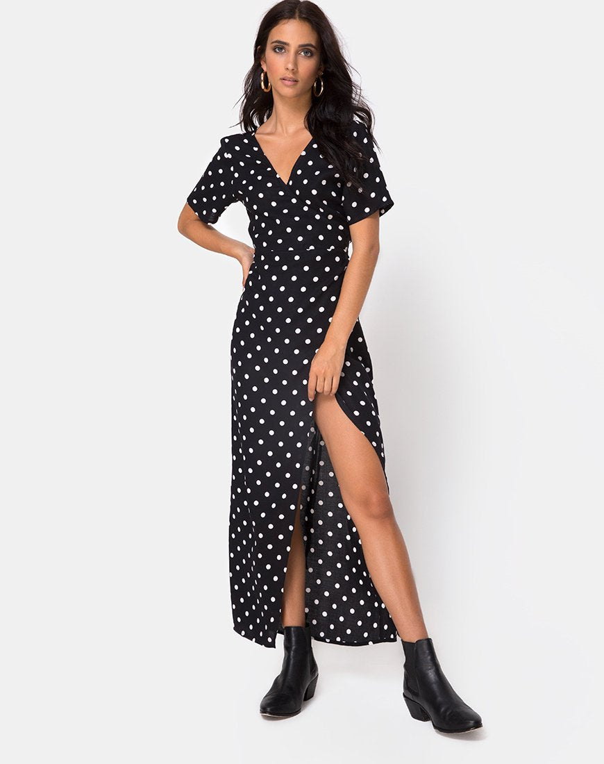 Vestido Riva en Polka Medio B/N