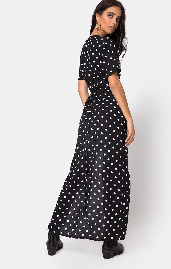 Vestido Riva en Polka Medio B/N