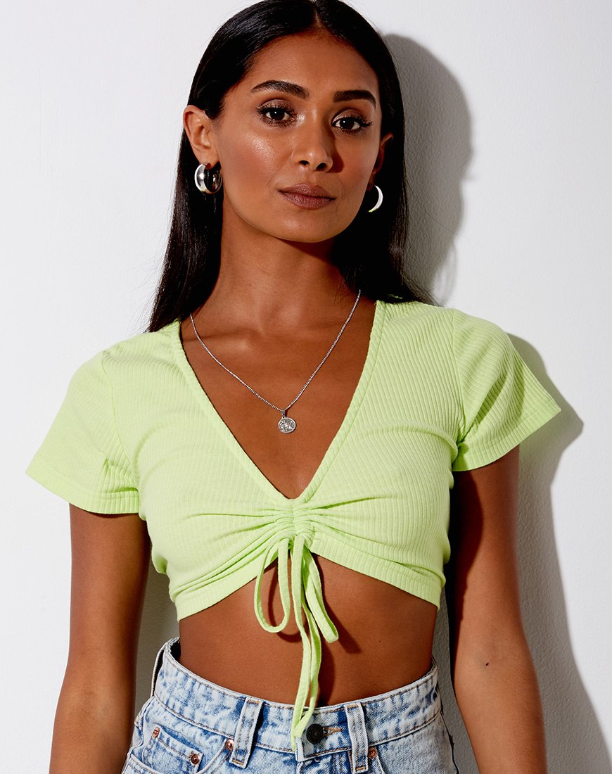Rivera Crop Top en Rib Lime