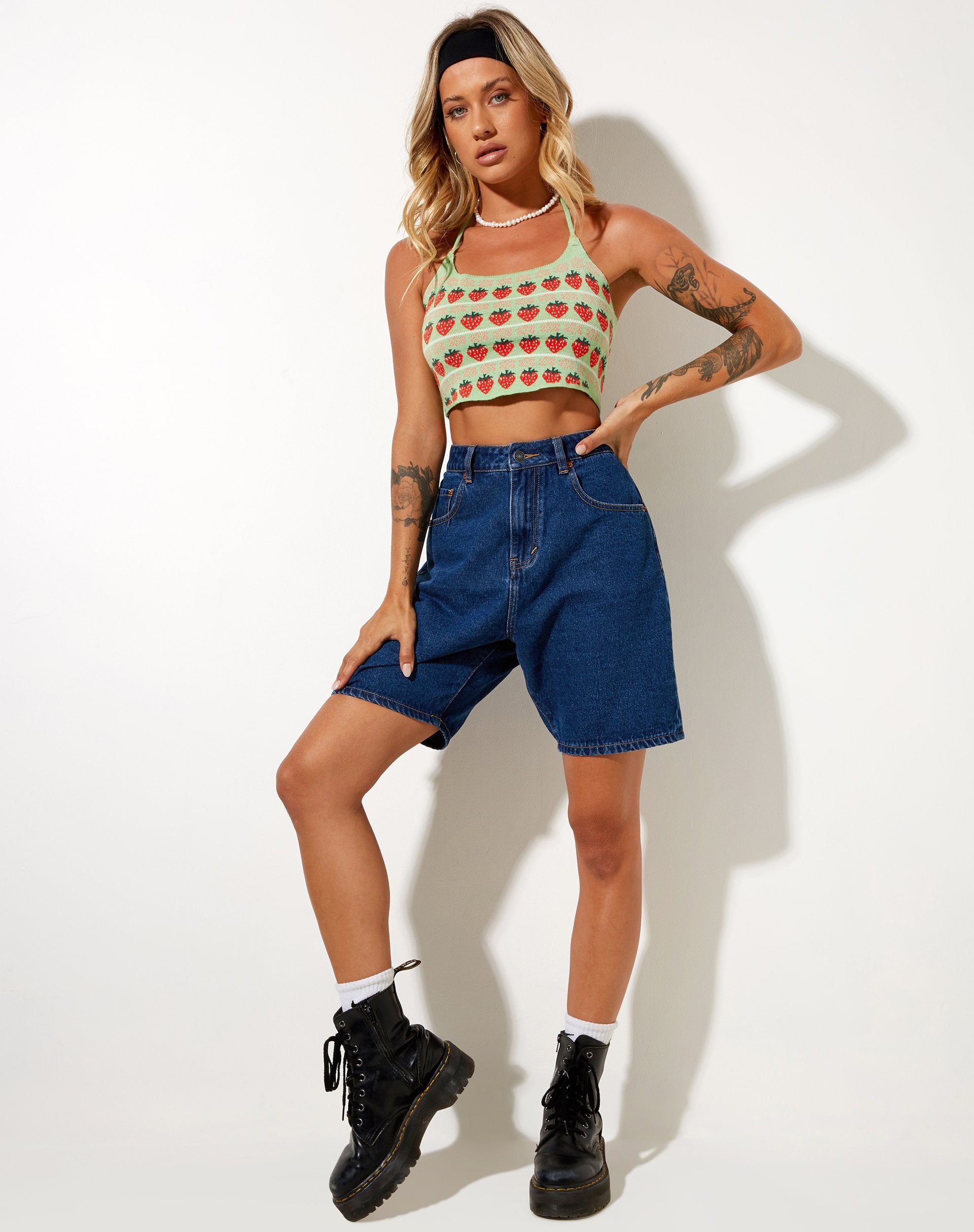 Imagen de Roe Crop Top en menta String Of Strawberries
