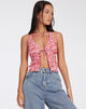 imagen de Roula Halter Top en Ditsy Butterfly Peach Red