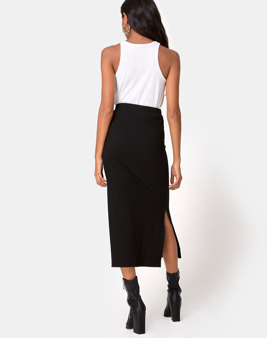 Imagen de Rollie Midi Skirt in Jumbo Rib Negro