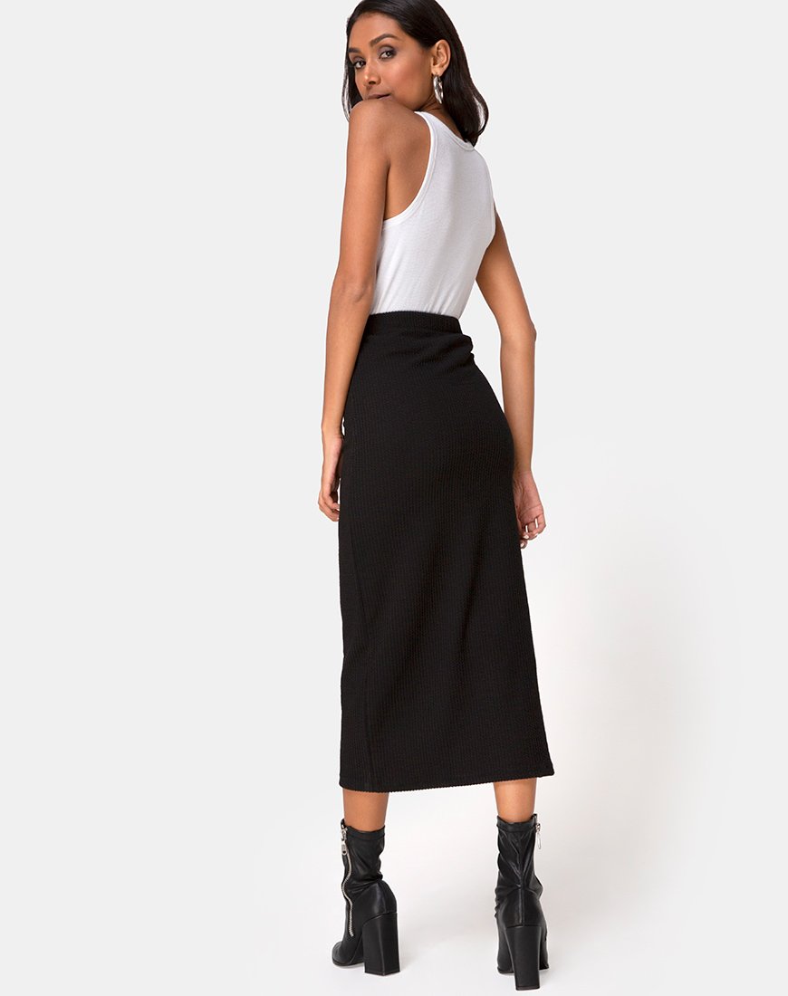 Imagen de Rollie Midi Skirt in Jumbo Rib Negro