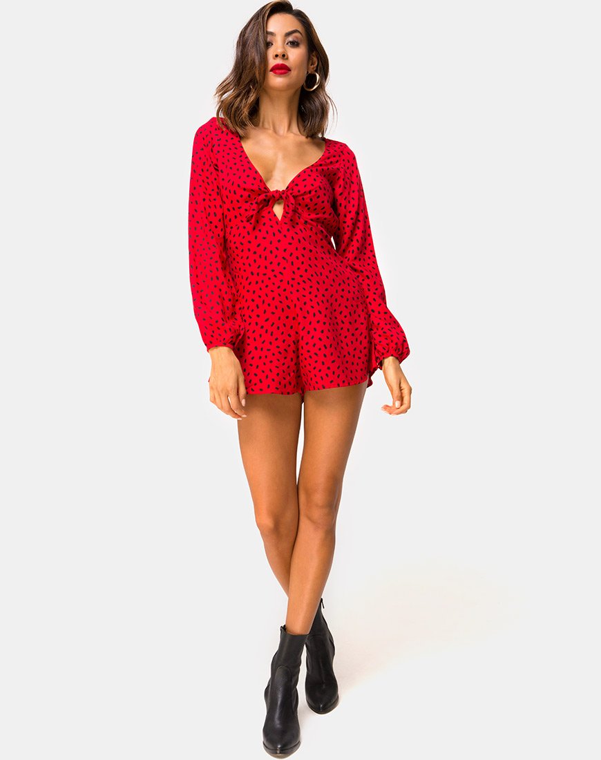 Imagen de Romalo Playsuit en Mini Diana Dot Rojo y Negro