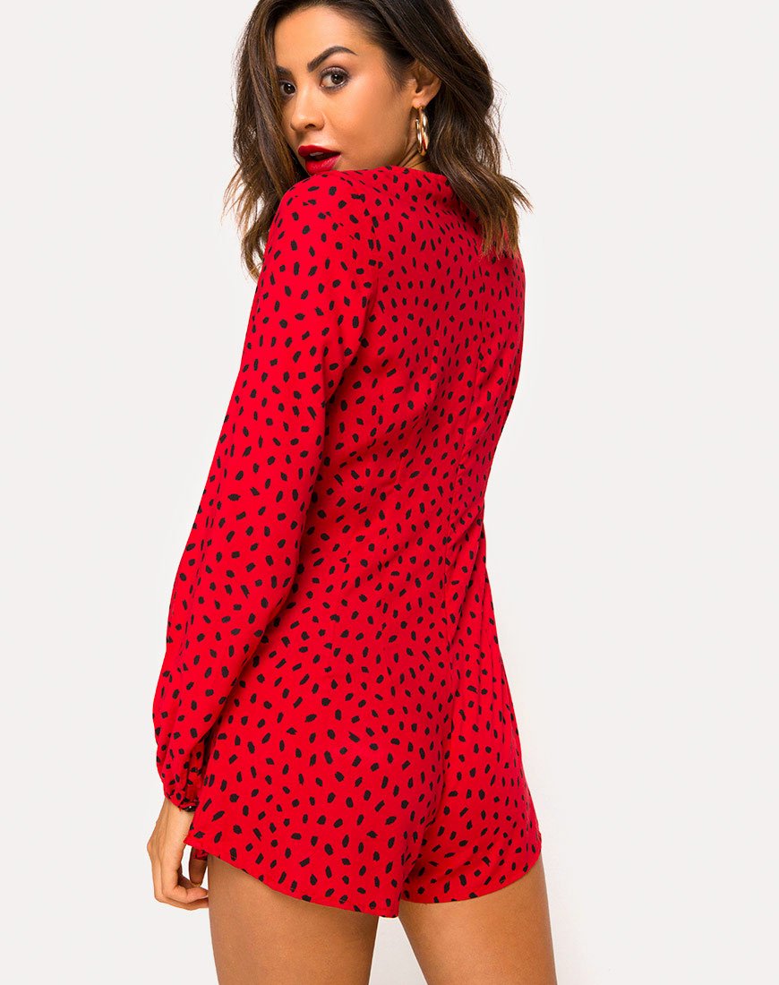 Imagen de Romalo Playsuit en Mini Diana Dot Rojo y Negro