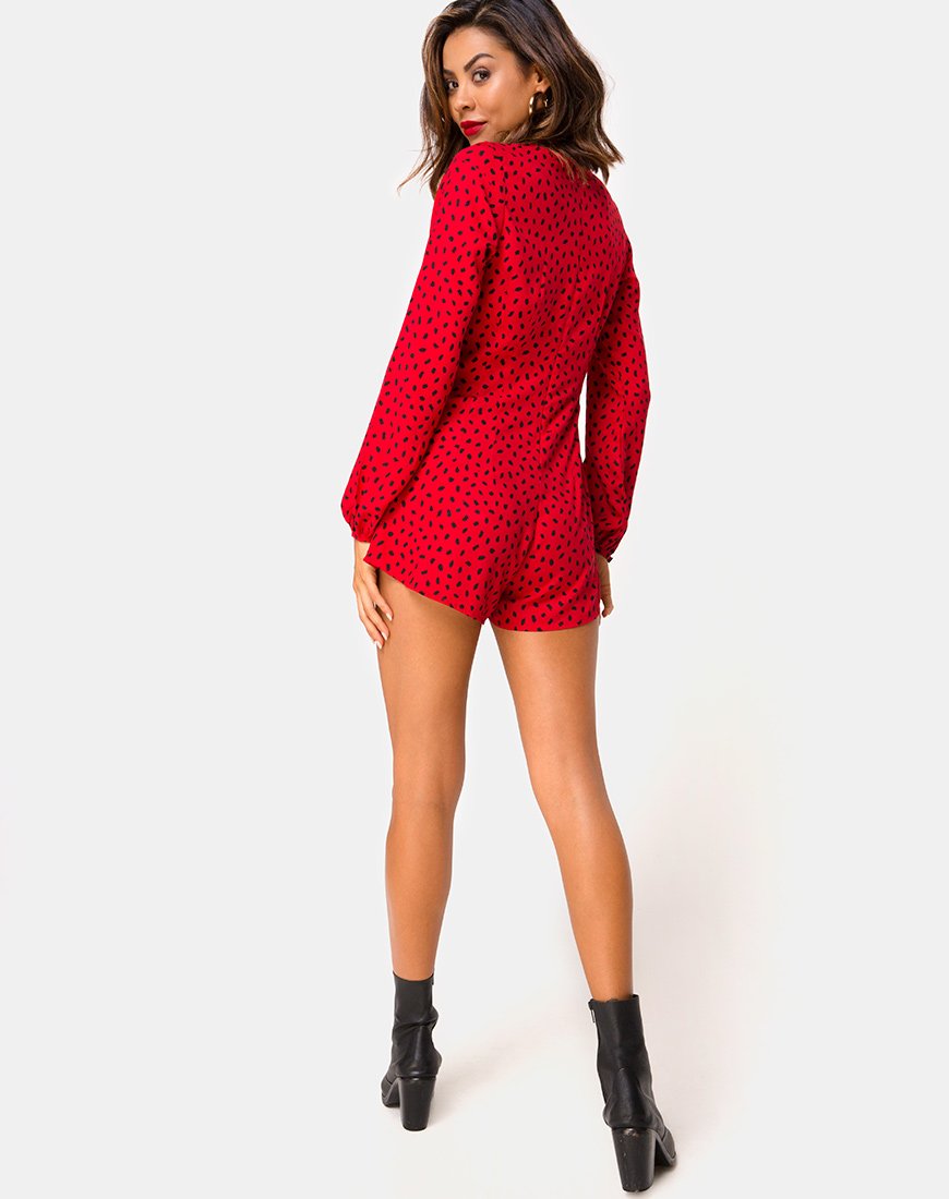 Imagen de Romalo Playsuit en Mini Diana Dot Rojo y Negro