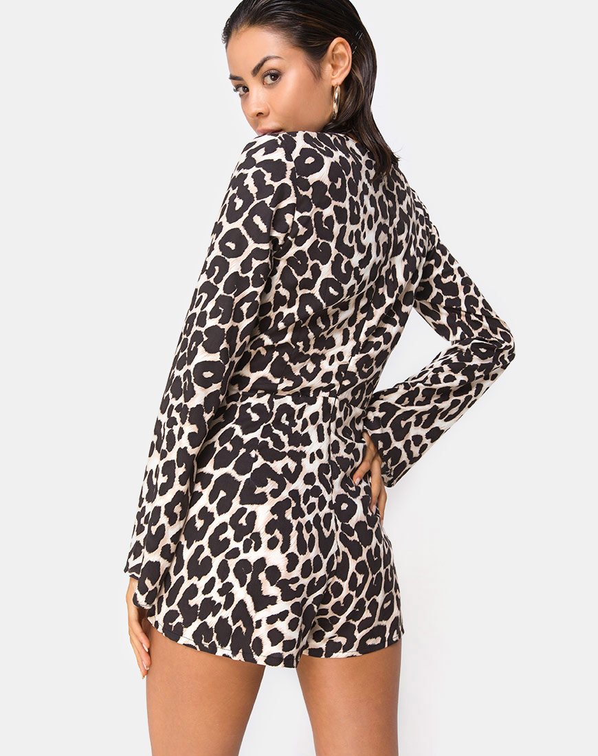 Romeo Plunge Playsuit en jaguar oversize