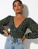 Imagen de Romina Top in Flowing Flower Negro