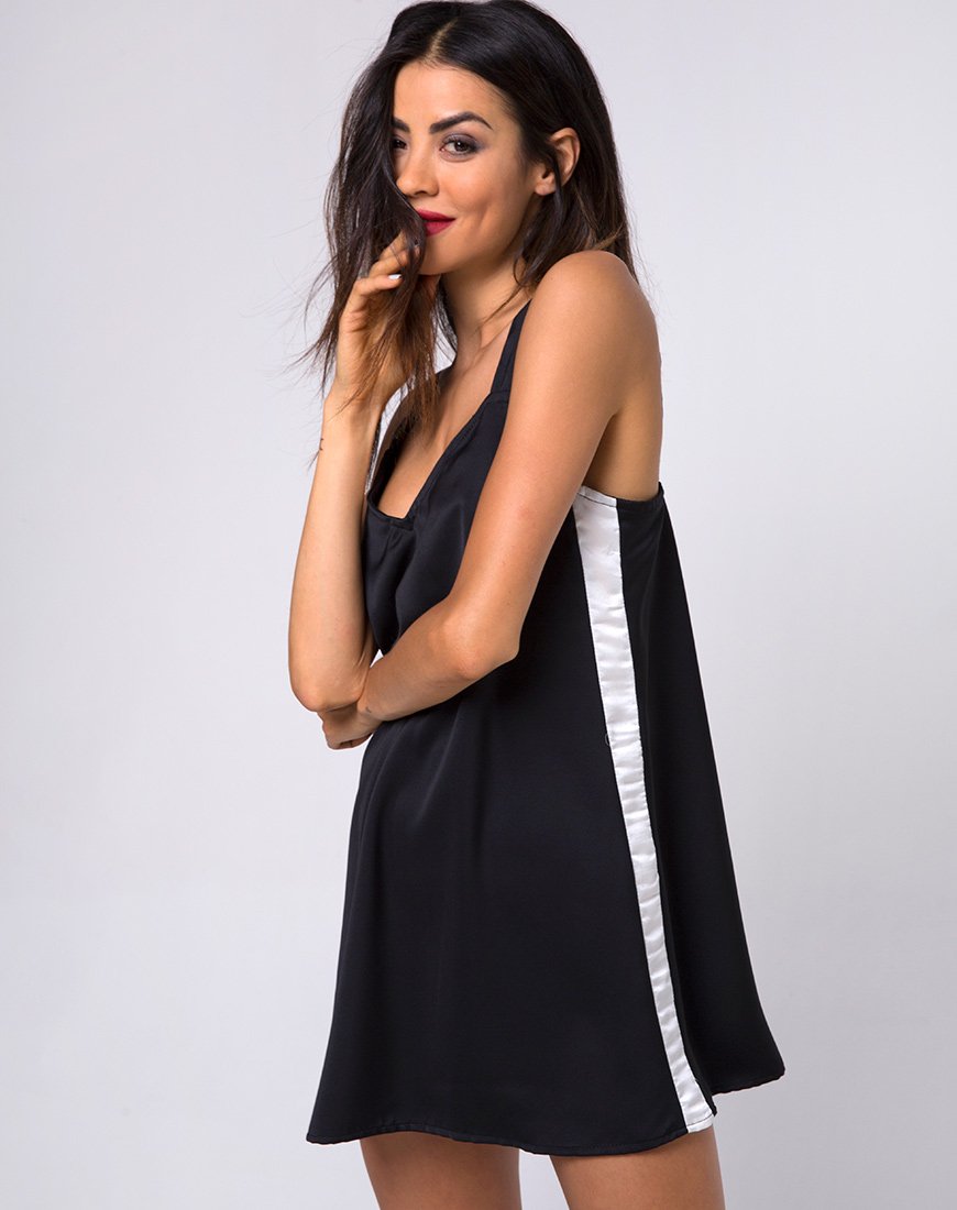 Vestido Rona en negro con rayas marfil