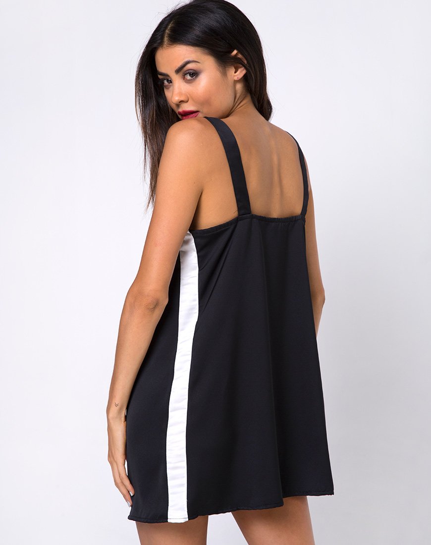 Vestido Rona en negro con rayas marfil
