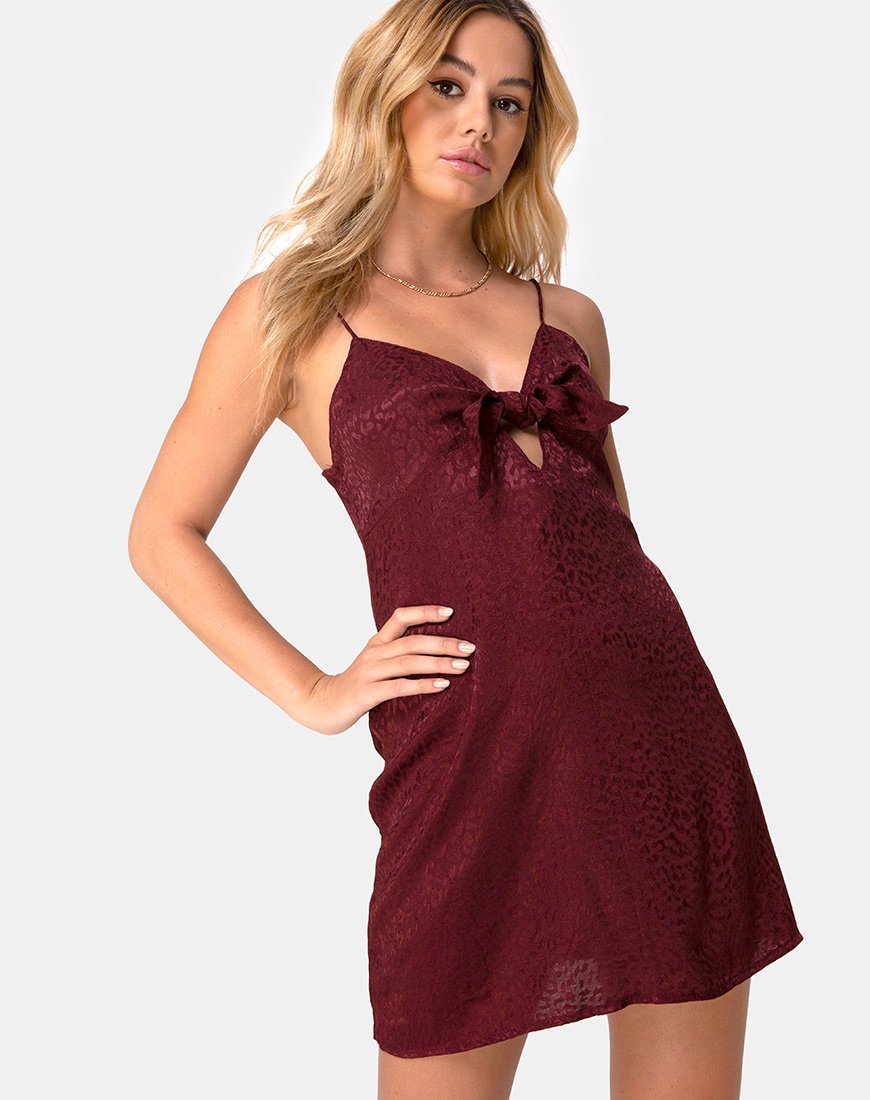Vestido Ronina de satén Chita Borgoña
