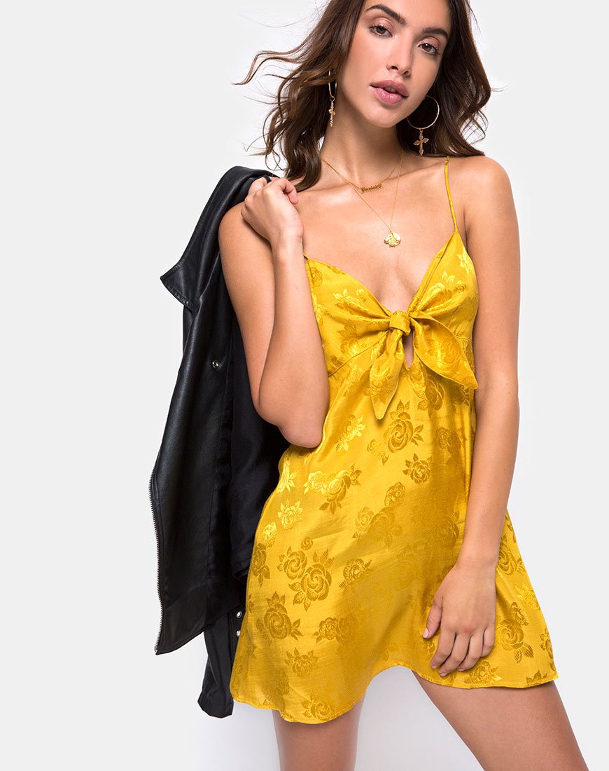 Imagen de Roppan Slip Dress in Satin Mostaza Rosa