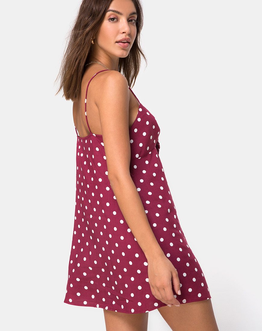 Vestido Roppan Slip en Polka Vino Medio