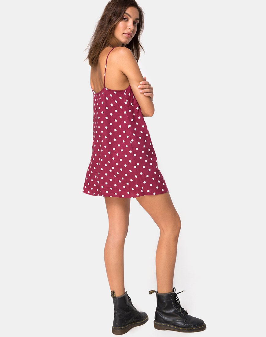 Imagen de Roppan Slip Dress in Medium Polka Wine
