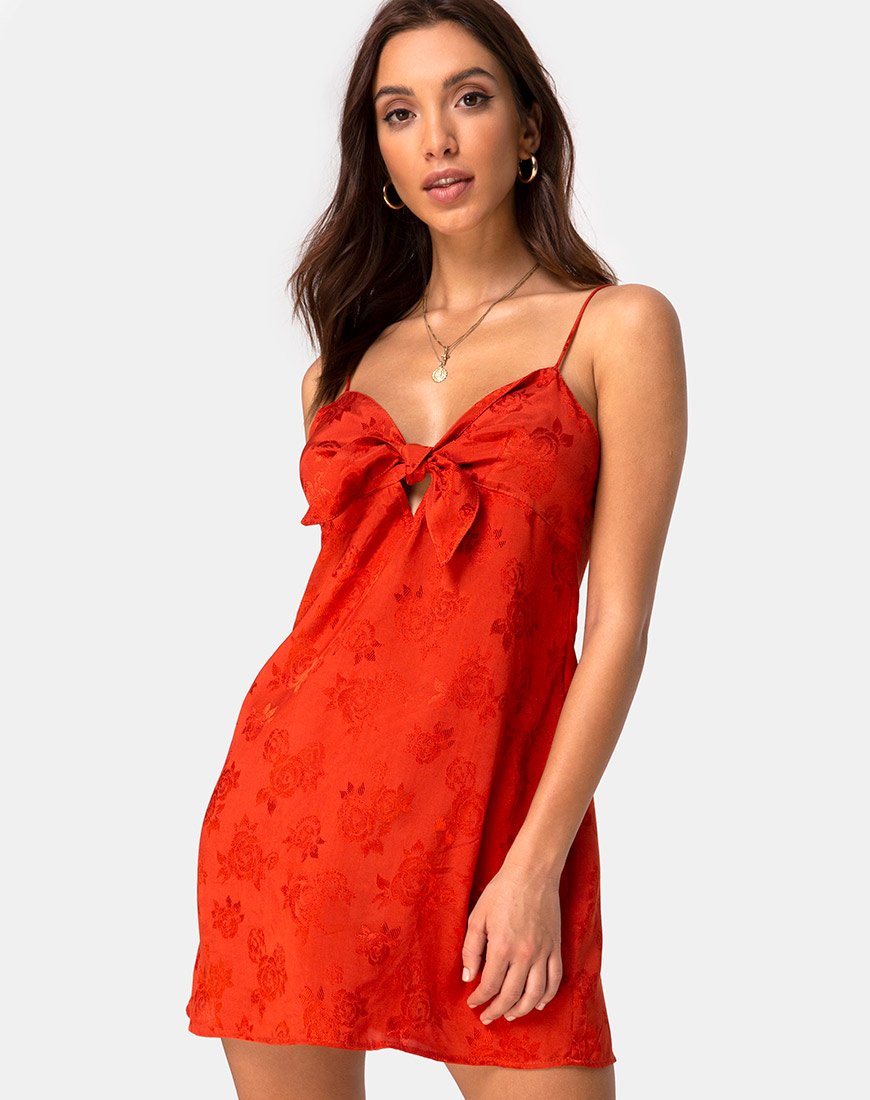 Vestido Roppan Slip en satén rosa óxido