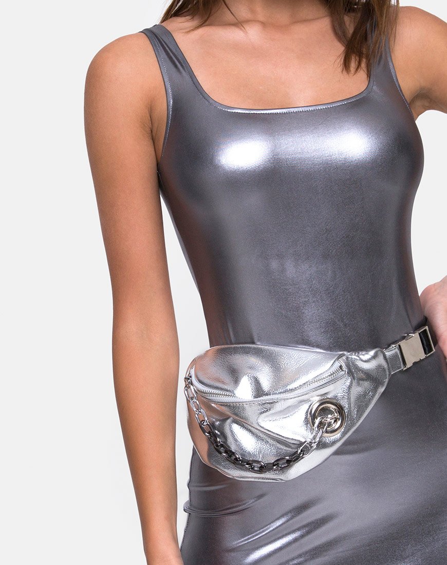 Imagen del vestido Rosie plateado metalizado