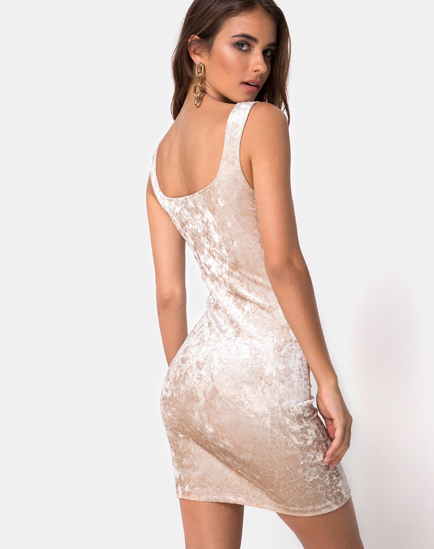Imagen de Rosita Bodycon Dress in Cream Crushed Velvet
