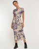 Imagen de Roska Vestido Midi de Malla Estampada en Collage Floral Sombra Morado