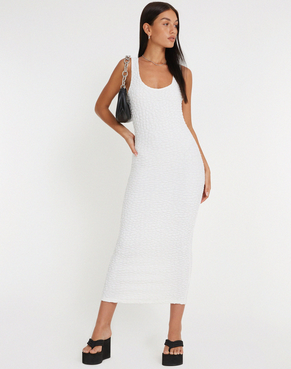 Vestido Roski Textured Midi en blanco