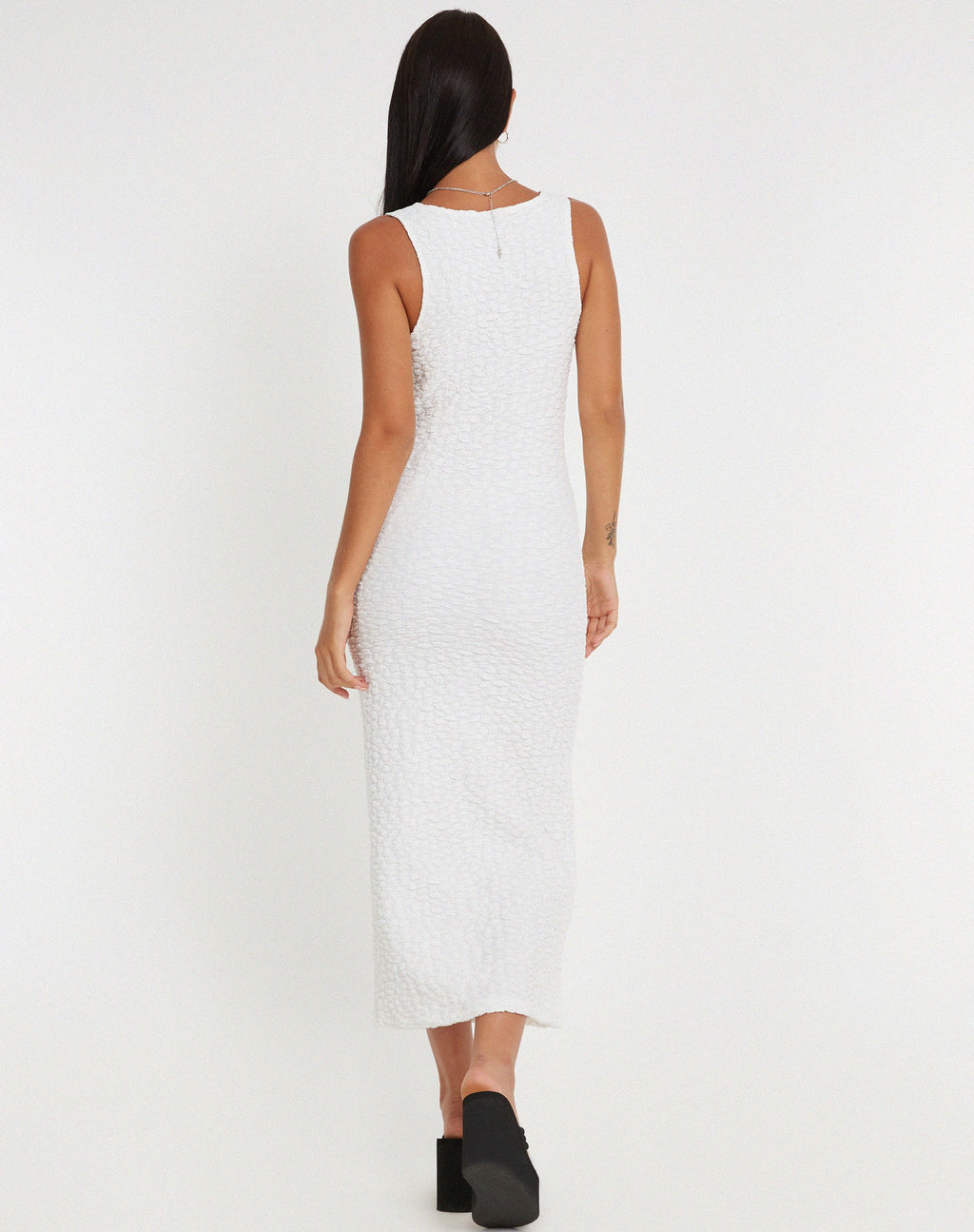 Vestido Roski Textured Midi en blanco