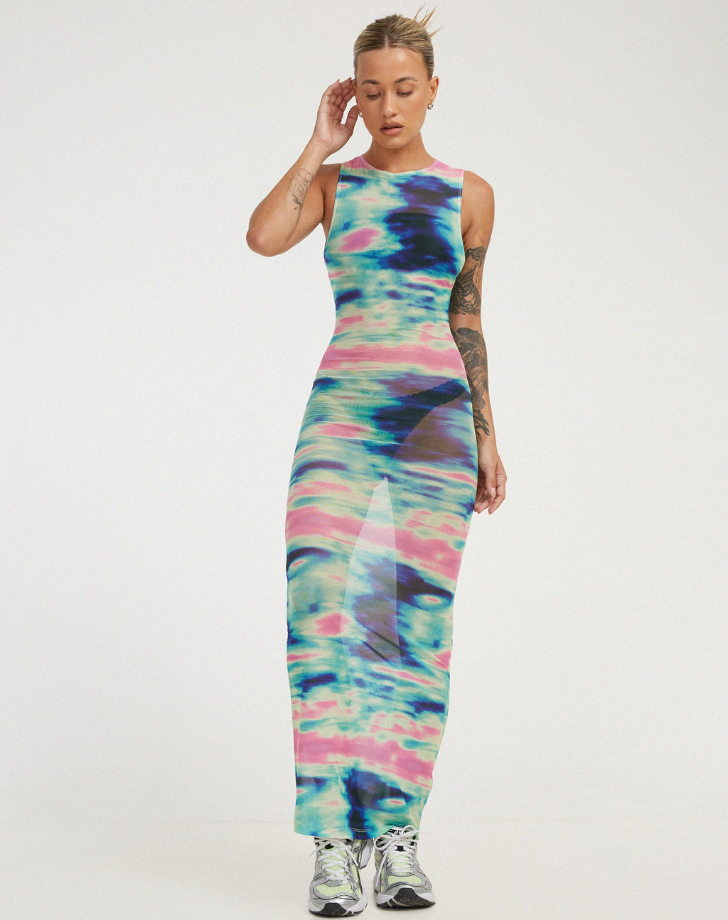 Maxi Vestido Roskila en Multi Blur Orb Navy