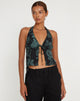 imagen de Roula Halter Top en Dragon Flower Negro Menta
