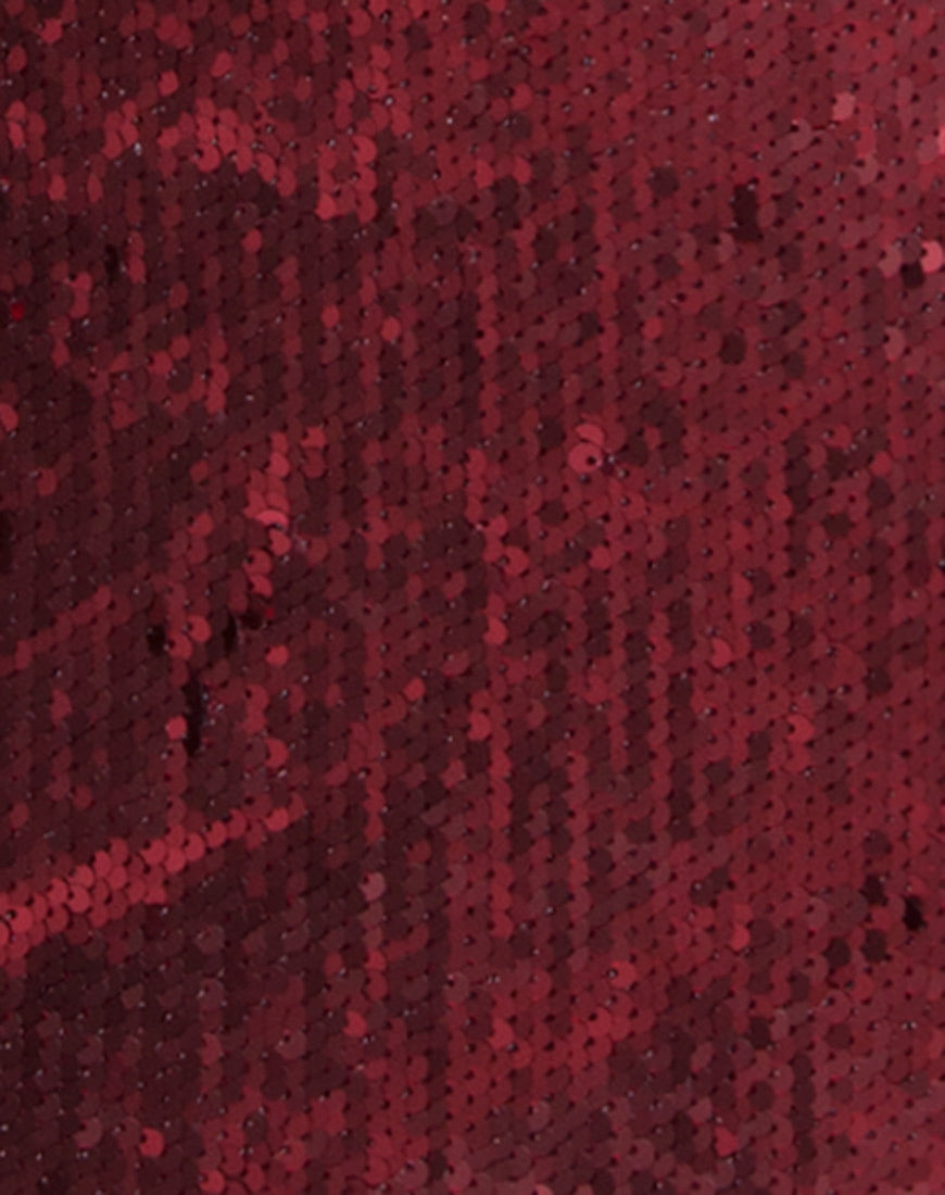 Imagen de Ruby Rose Bodycon Dress in Fishcale Matte Sequin Wine