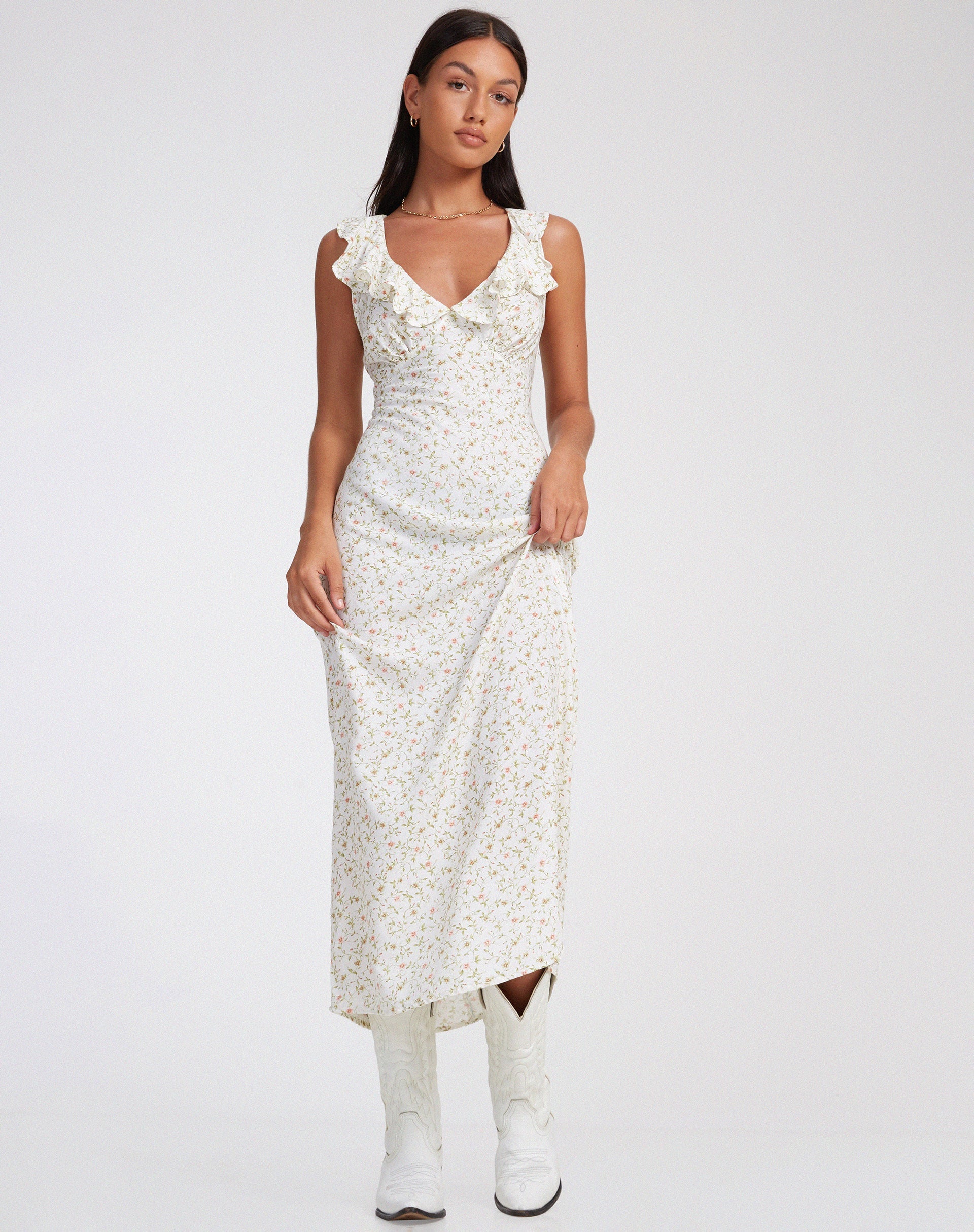 imagen de Rufiso Midi Dress in Pretty Petal Ivory