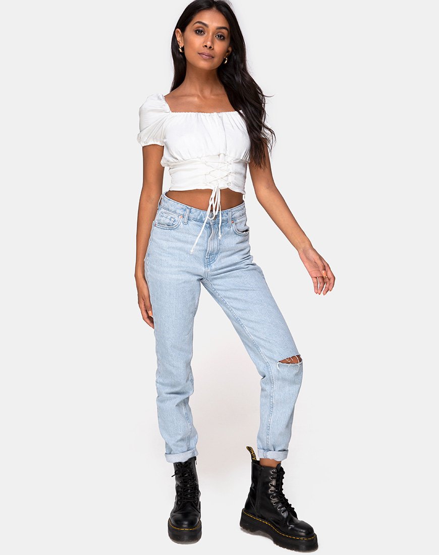 Imagen de Ruiz Off The Shoulder Top in Satin Ivory