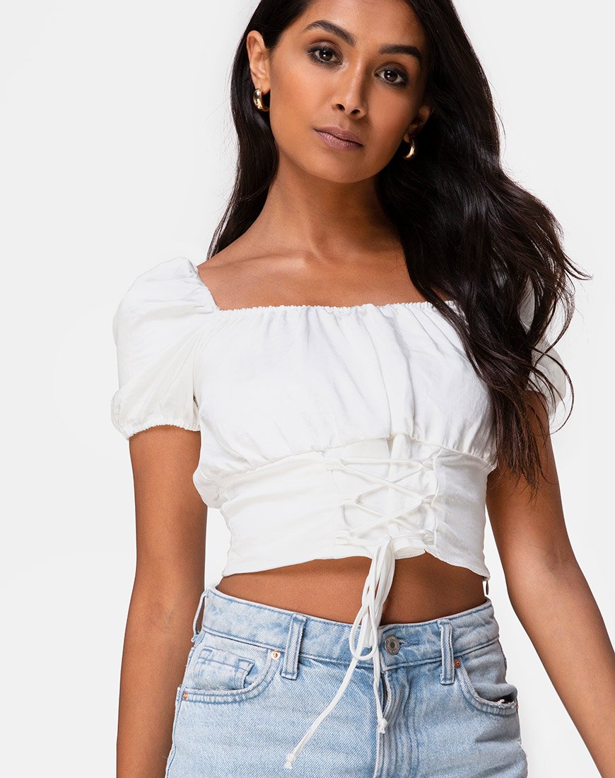 Imagen de Ruiz Off The Shoulder Top in Satin Ivory