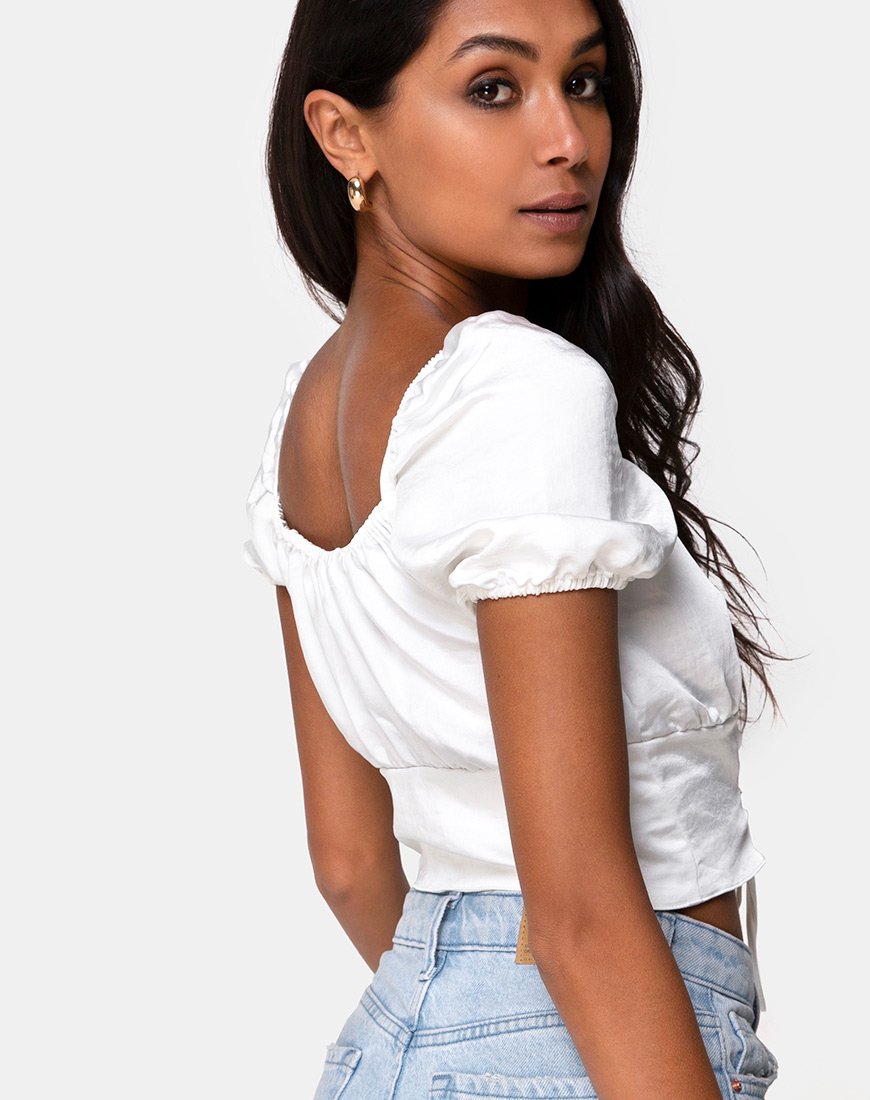Imagen de Ruiz Off The Shoulder Top in Satin Ivory
