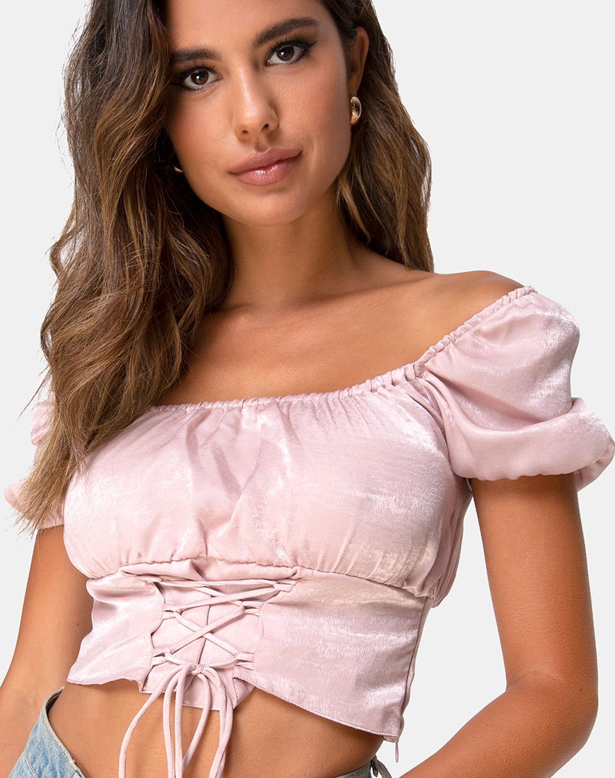 Imagen de Ruiz Off The Shoulder Top in Satin Dusty Rose