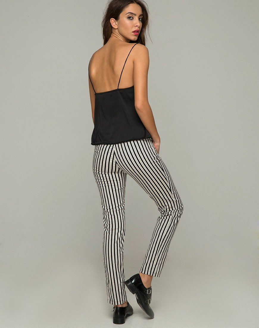 Vaqueros Ruska en Mini Pinstripe Blanco y Negro